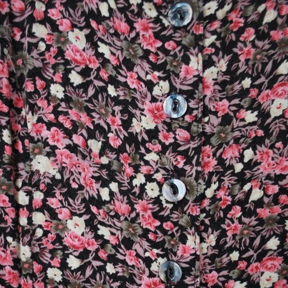 90's Vintage Floral Button Dress - Picture 2 of 7